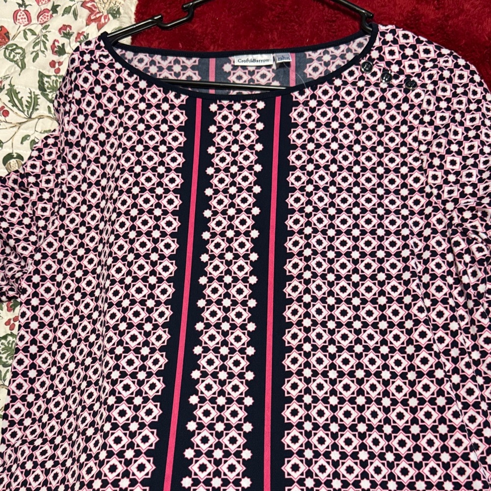 Croft & Barrow Pink and Black Patterned Blouse